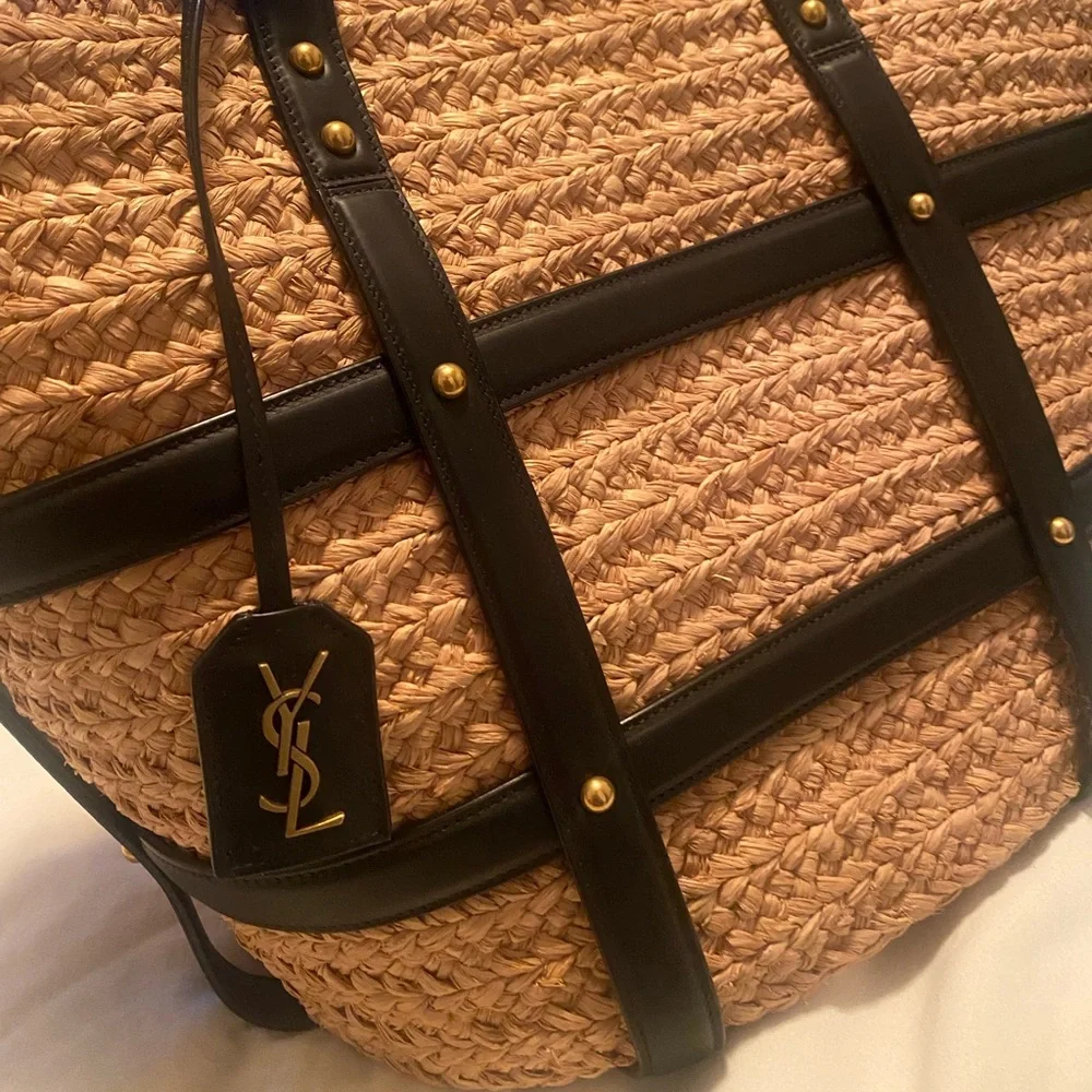 YSL Caged Raffia Tote - Picture 2 of 12